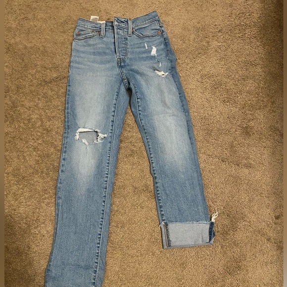 Levi's Denim - Levi’s Wedgie Straight Cropped Button Fly Distressed Raw Hem Jeans Women’s 25